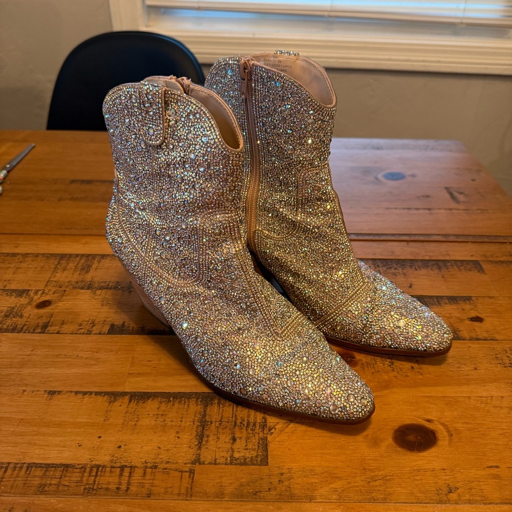 Betsey Johnson Emory Rhinestone Western Boot